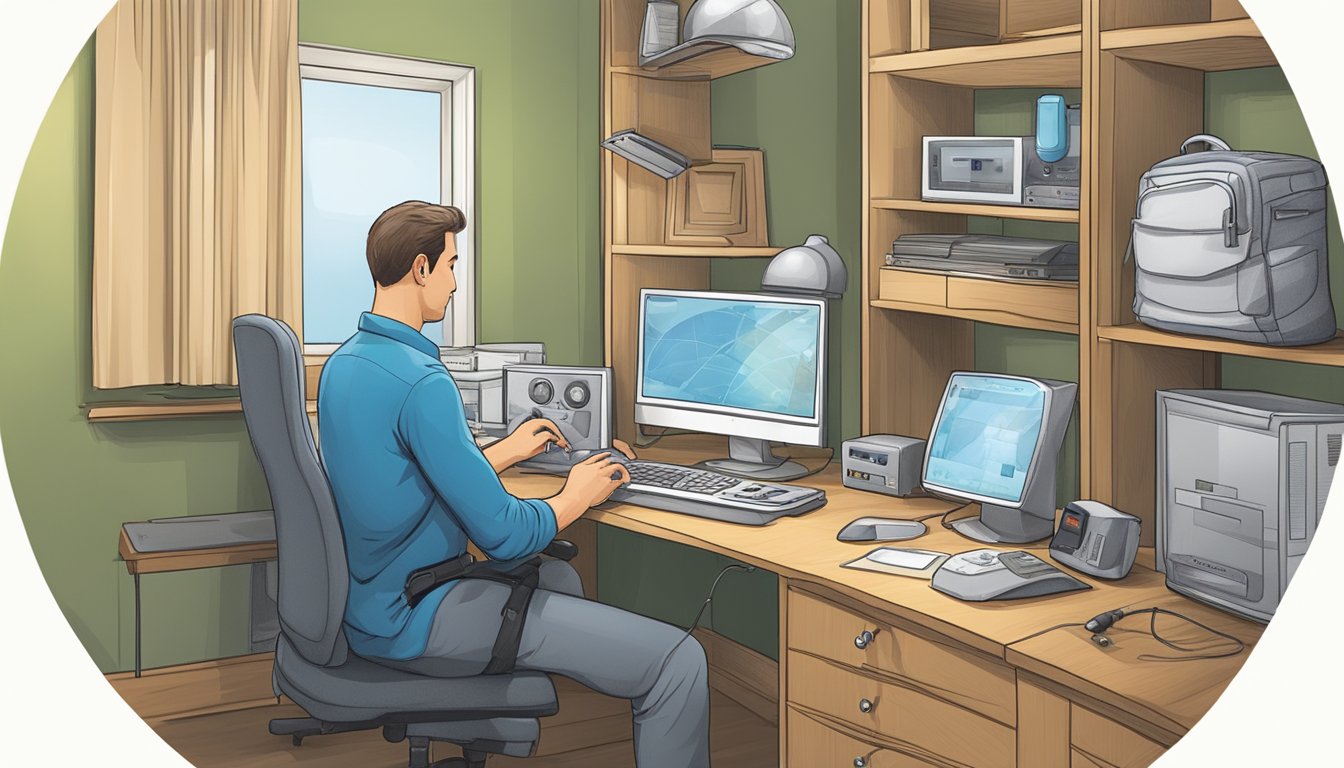 A technician configuring and testing a home alarm system